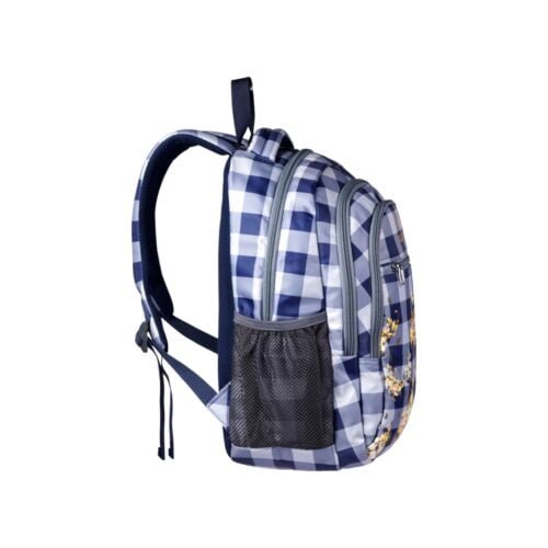 ProBag Grey Blue Floral Chequered Pattern