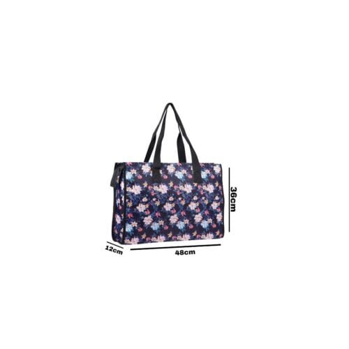 Shopping Bag - Blue Pink Flowers - Image 2