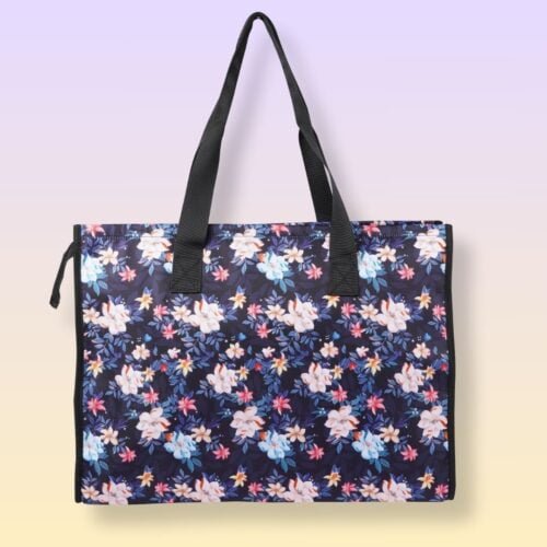 Shopping Bag - Blue Pink Flowers