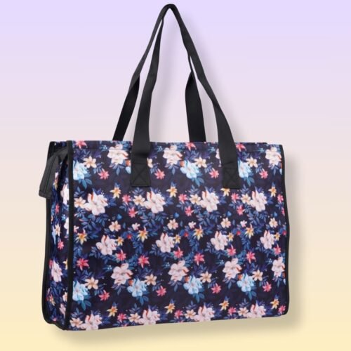 Shopping Bag - Blue Pink Flowers - Image 5