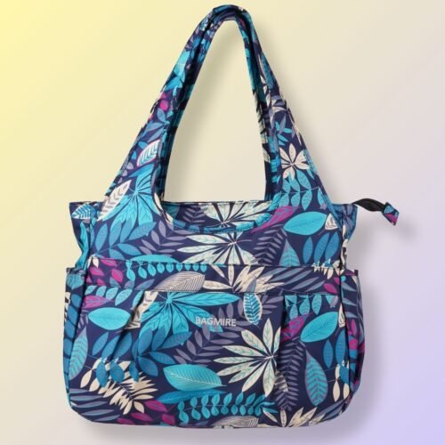 Handbag blue leaves